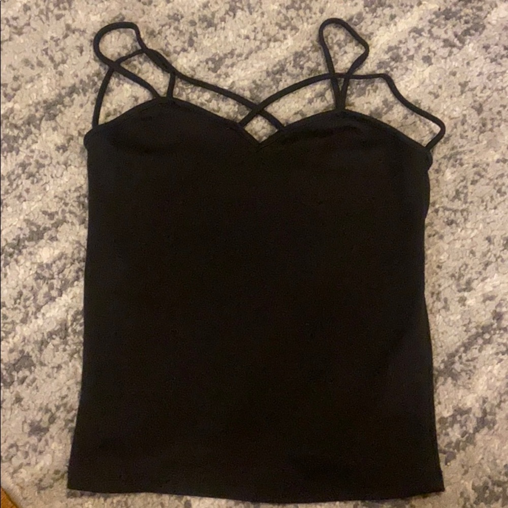 Black slightly cropped tank top one size